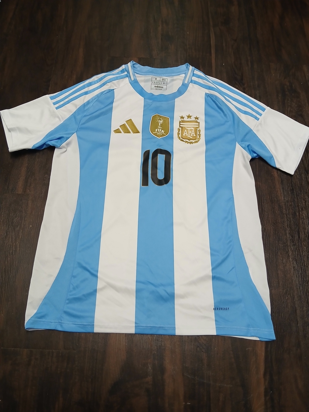 adidas White and Light Blue Argentina Football Jersey with Gold Accents - Picture 4 of 6